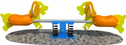 Kinplay Brand Two Seat Simple Plastic Spring Seesaw For Kids