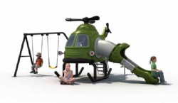 Outdoor Helicopter Theme Playground Role Play with Swingset